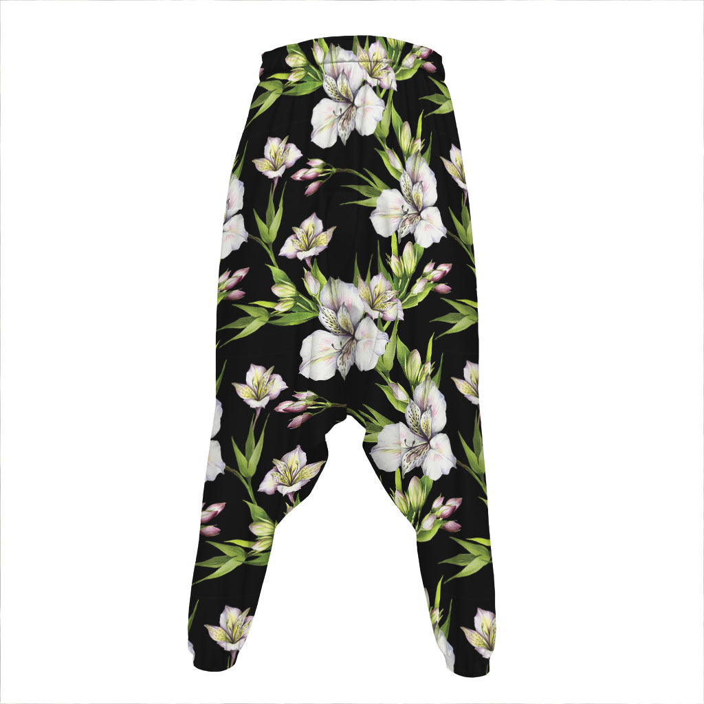 Watercolor Alstroemeria Pattern Print Hammer Pants