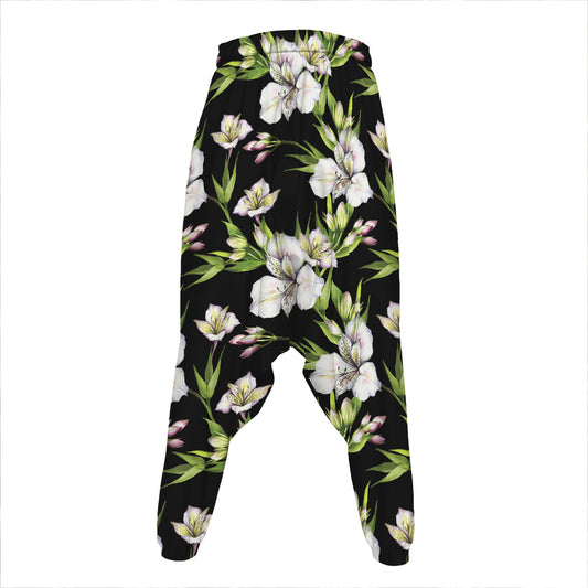 Watercolor Alstroemeria Pattern Print Hammer Pants