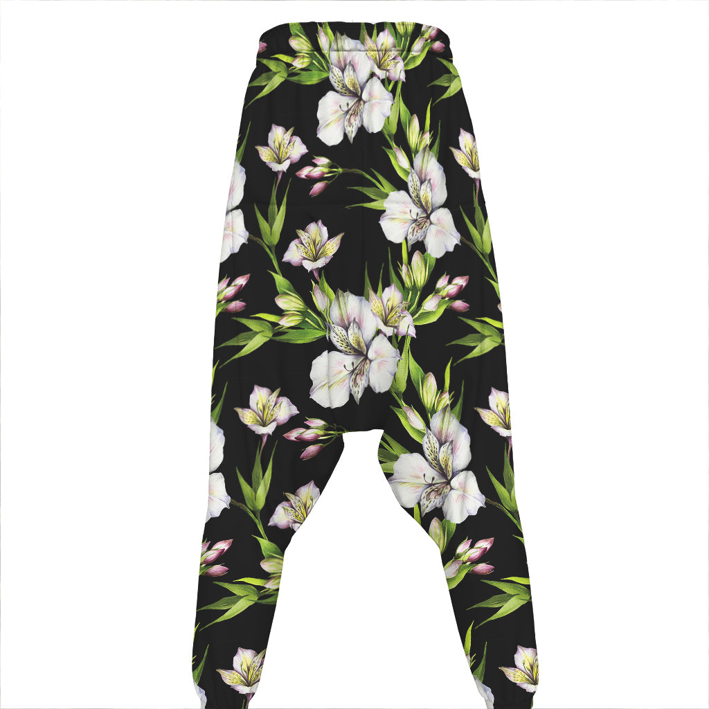 Watercolor Alstroemeria Pattern Print Hammer Pants