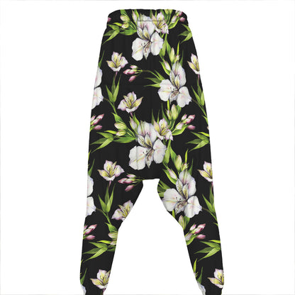 Watercolor Alstroemeria Pattern Print Hammer Pants