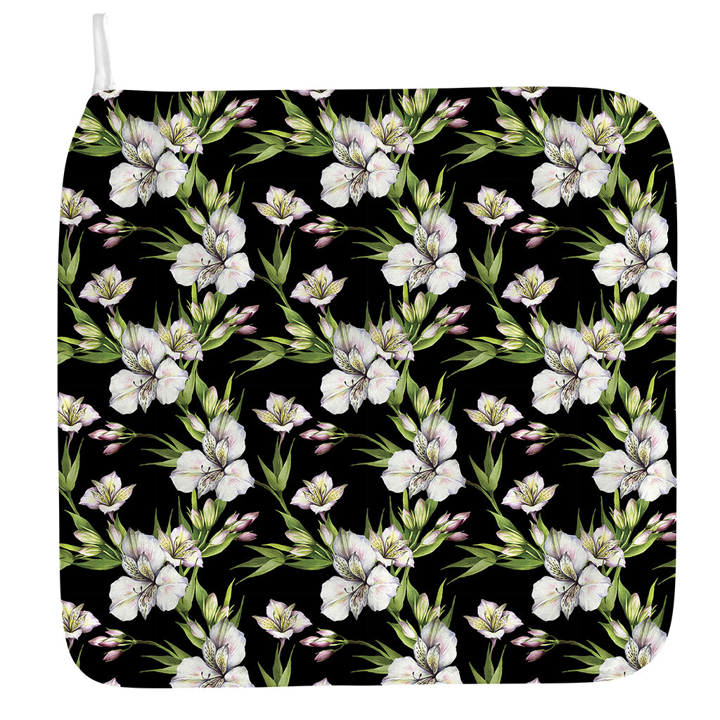 Watercolor Alstroemeria Pattern Print Hand Towel