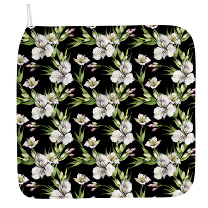 Watercolor Alstroemeria Pattern Print Hand Towel