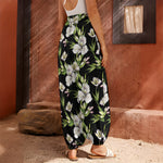 Watercolor Alstroemeria Pattern Print Harem Pants
