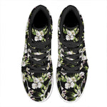 Watercolor Alstroemeria Pattern Print High Top Leather Sneakers