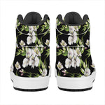 Watercolor Alstroemeria Pattern Print High Top Leather Sneakers