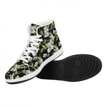Watercolor Alstroemeria Pattern Print High Top Leather Sneakers
