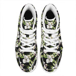 Watercolor Alstroemeria Pattern Print High Top Leather Sneakers