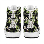 Watercolor Alstroemeria Pattern Print High Top Leather Sneakers