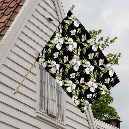 Watercolor Alstroemeria Pattern Print House Flag