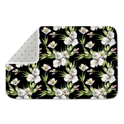Watercolor Alstroemeria Pattern Print Indoor Door Mat