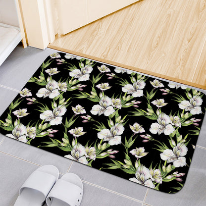 Watercolor Alstroemeria Pattern Print Indoor Door Mat