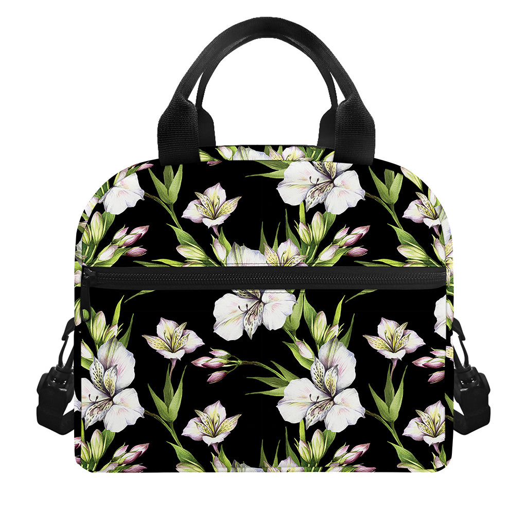 Watercolor Alstroemeria Pattern Print Insulated Lunch Bag