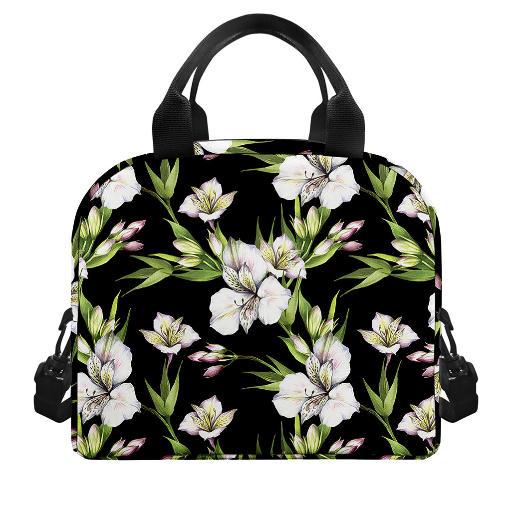 Watercolor Alstroemeria Pattern Print Insulated Lunch Bag