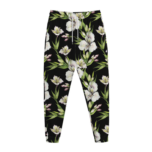 Watercolor Alstroemeria Pattern Print Jogger Pants