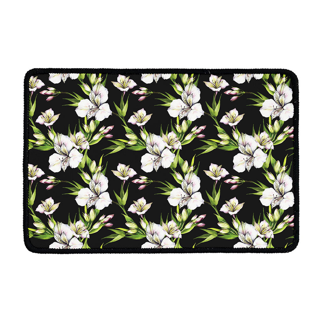 Watercolor Alstroemeria Pattern Print Kitchen Mat