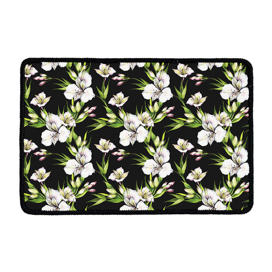 Watercolor Alstroemeria Pattern Print Kitchen Mat