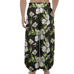 Watercolor Alstroemeria Pattern Print Lantern Pants