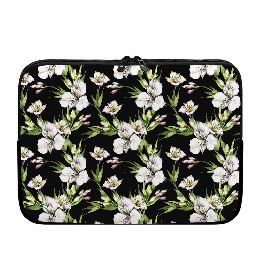 Watercolor Alstroemeria Pattern Print Laptop Sleeve