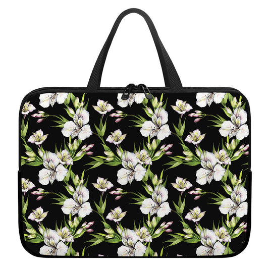 Watercolor Alstroemeria Pattern Print Laptop Sleeve With Handle