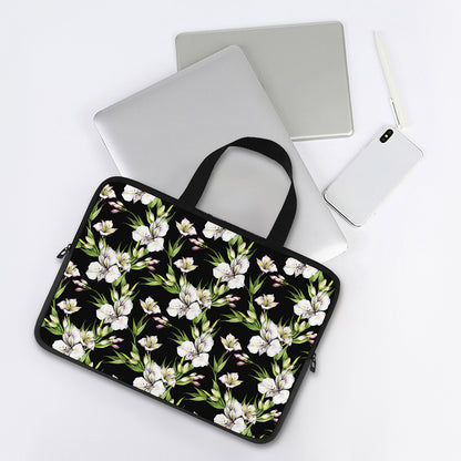 Watercolor Alstroemeria Pattern Print Laptop Sleeve With Handle