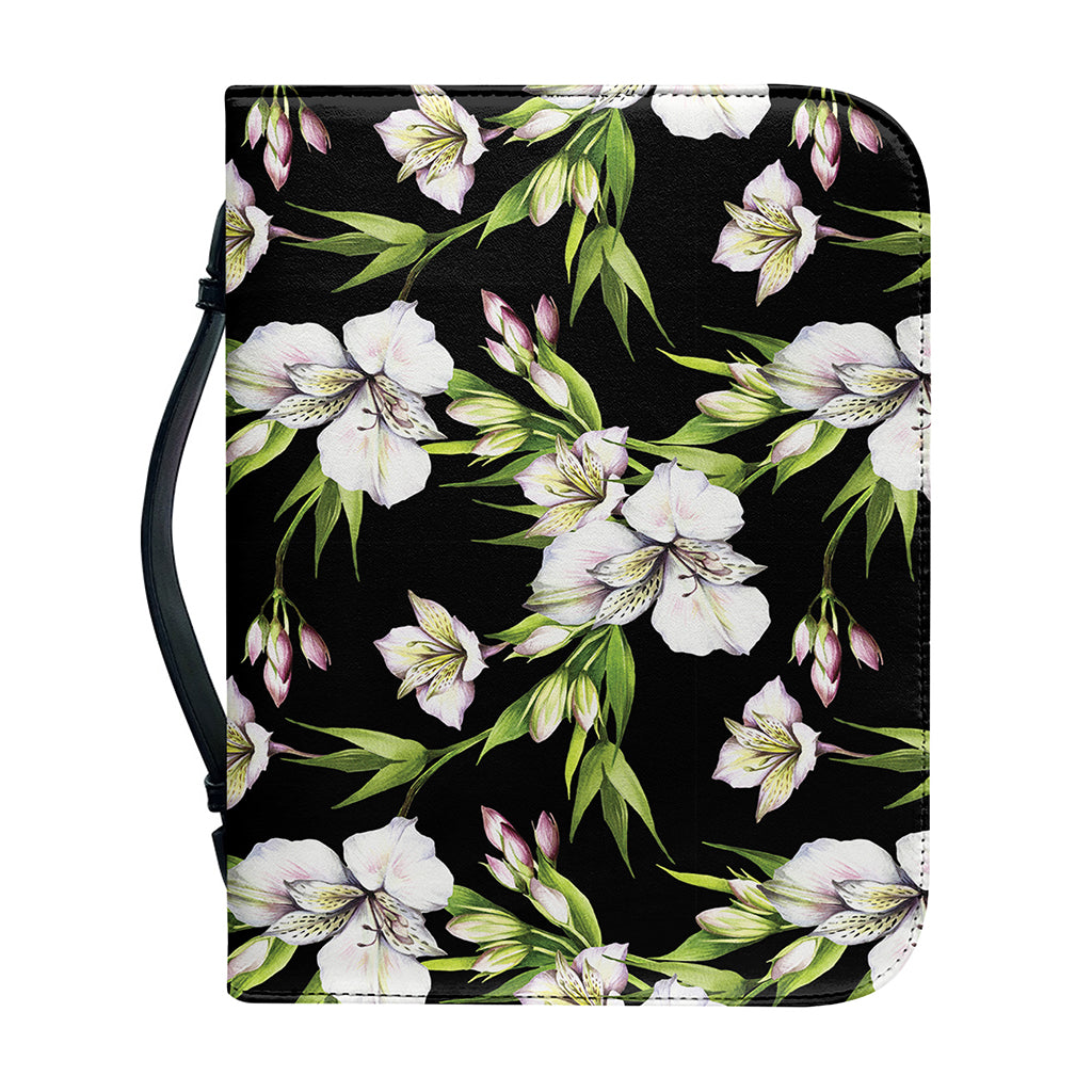 Watercolor Alstroemeria Pattern Print Leather Bible Cover