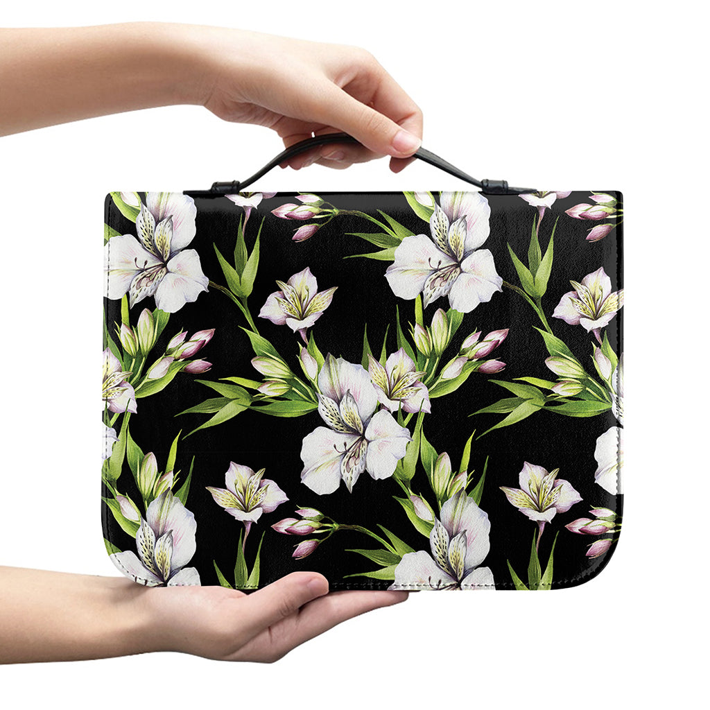Watercolor Alstroemeria Pattern Print Leather Bible Cover