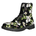Watercolor Alstroemeria Pattern Print Lace-Up Boots