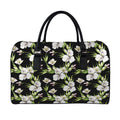 Watercolor Alstroemeria Pattern Print Leather Duffel Bag