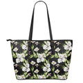 Watercolor Alstroemeria Pattern Print Leather Tote Bag With Zipper