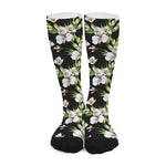 Watercolor Alstroemeria Pattern Print Long Socks