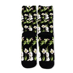 Watercolor Alstroemeria Pattern Print Long Socks