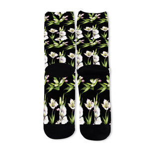 Watercolor Alstroemeria Pattern Print Long Socks