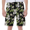 Watercolor Alstroemeria Pattern Print Men's Beach Shorts