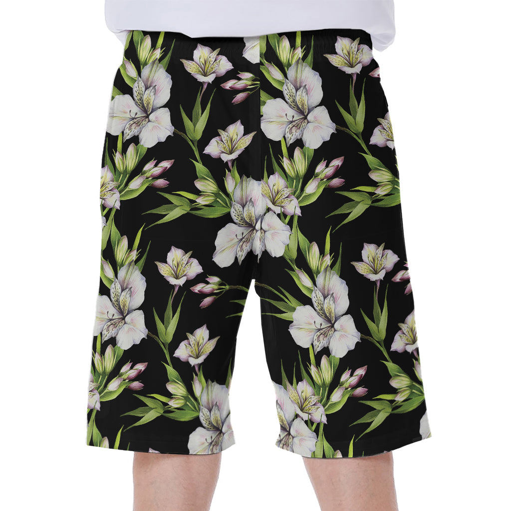 Watercolor Alstroemeria Pattern Print Men's Beach Shorts