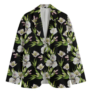 Watercolor Alstroemeria Pattern Print Men's Blazer