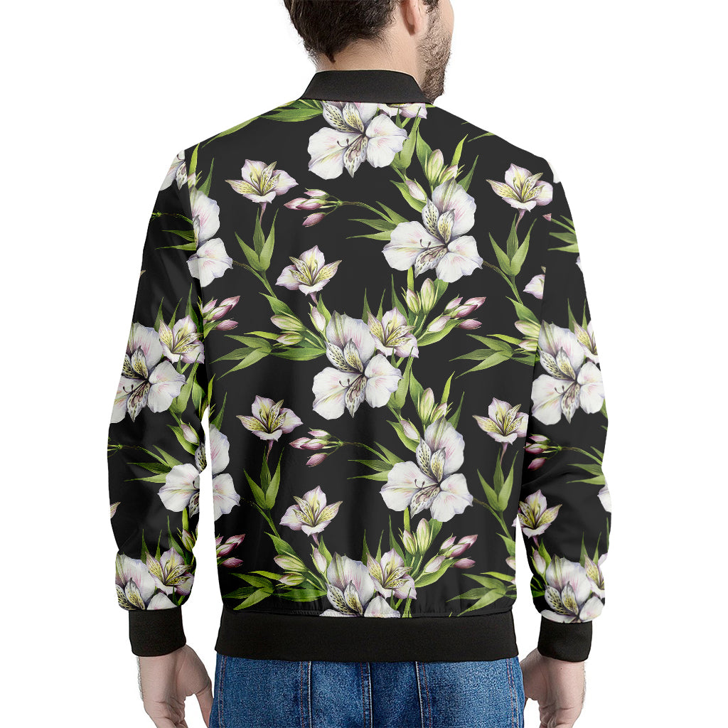 Watercolor Alstroemeria Pattern Print Men's Bomber Jacket