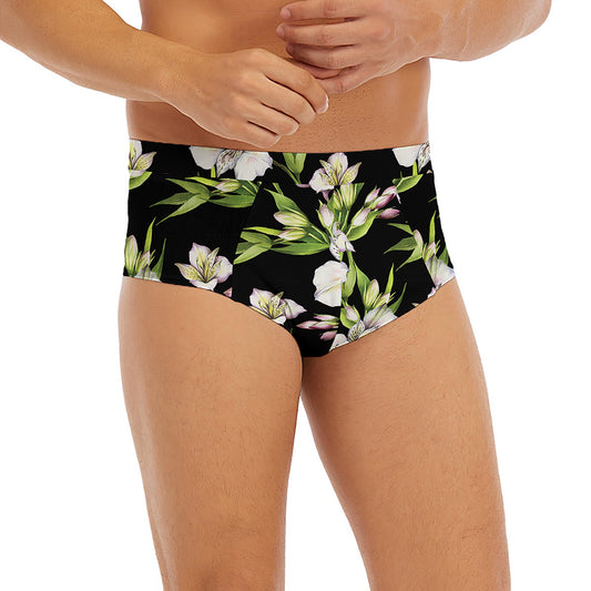 Watercolor Alstroemeria Pattern Print Men's Briefs