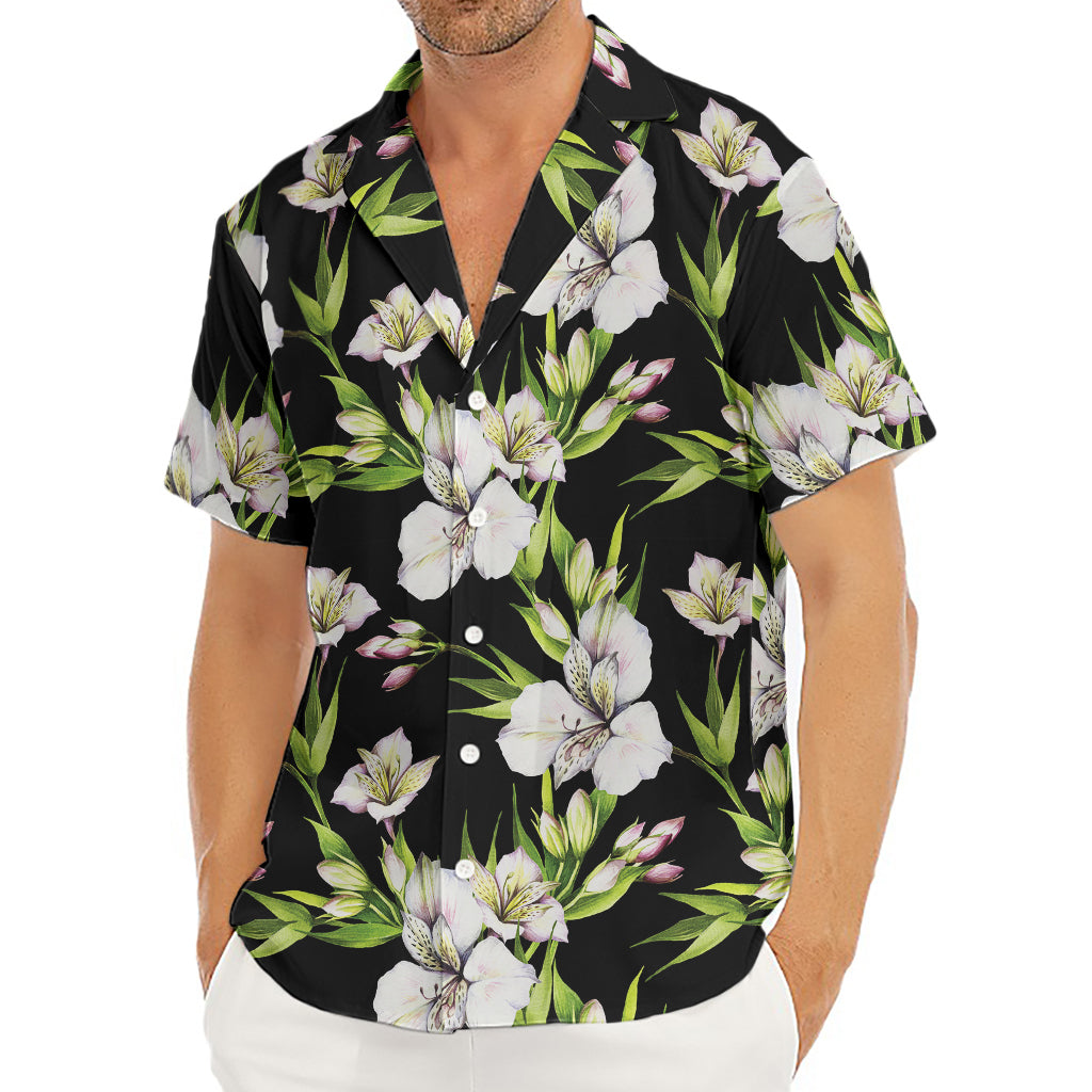 Watercolor Alstroemeria Pattern Print Men's Deep V-Neck Shirt