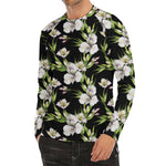 Watercolor Alstroemeria Pattern Print Men's Long Sleeve Rash Guard