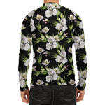 Watercolor Alstroemeria Pattern Print Men's Long Sleeve Rash Guard