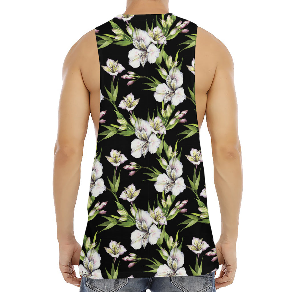 Watercolor Alstroemeria Pattern Print Men's Muscle Tank Top