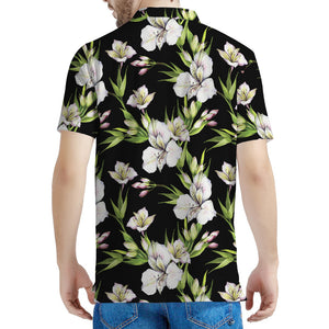 Watercolor Alstroemeria Pattern Print Men's Polo Shirt