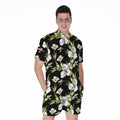 Watercolor Alstroemeria Pattern Print Men's Romper