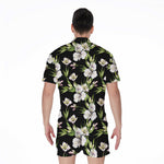 Watercolor Alstroemeria Pattern Print Men's Rompers
