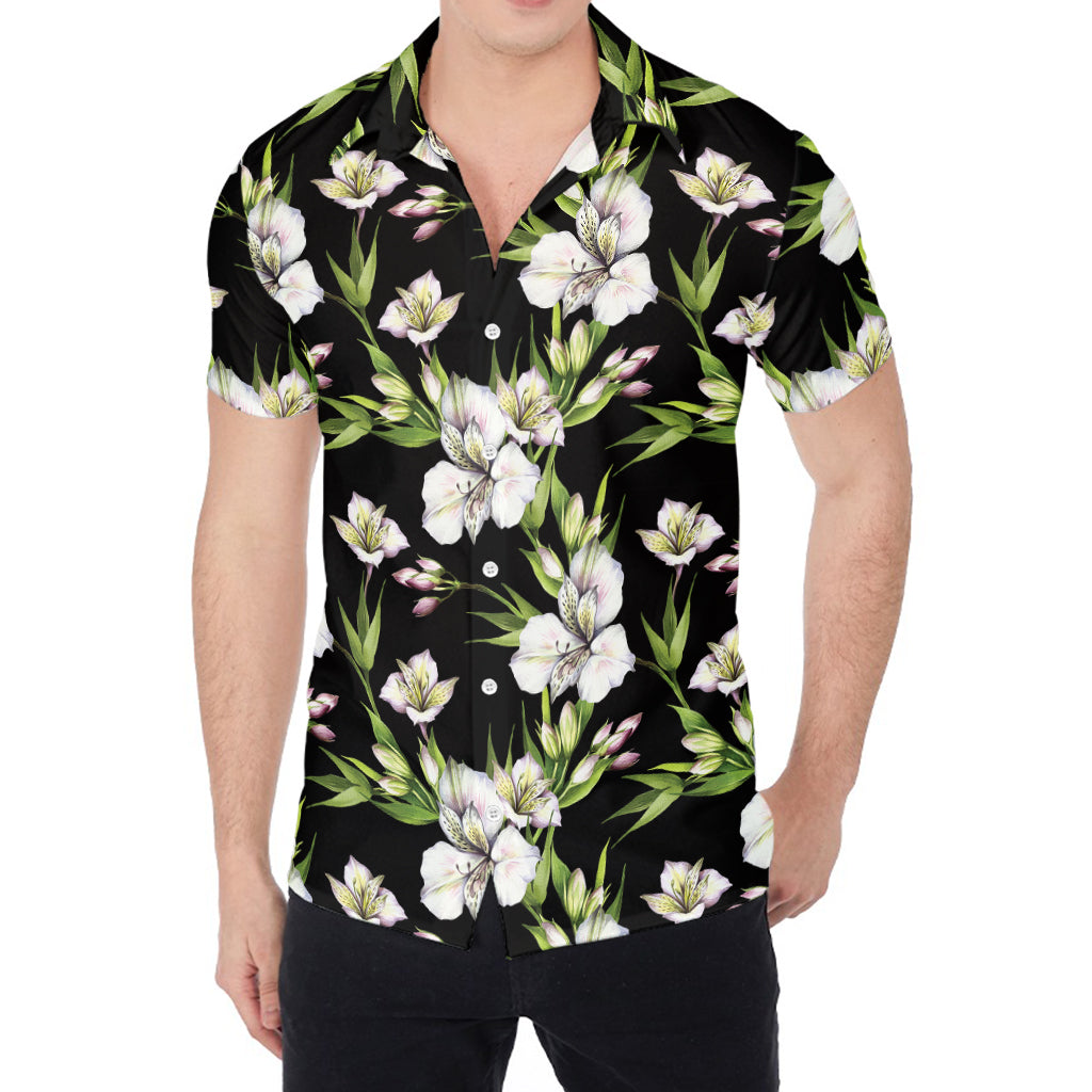 Watercolor Alstroemeria Pattern Print Men's Shirt