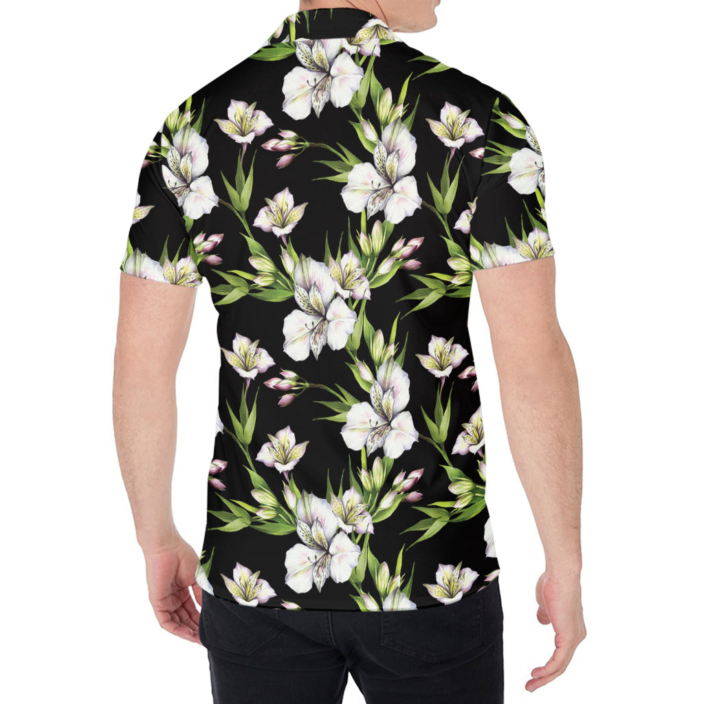 Watercolor Alstroemeria Pattern Print Men's Shirt