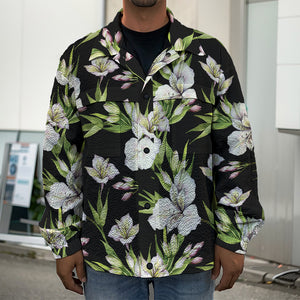 Watercolor Alstroemeria Pattern Print Men's Shirt Jacket