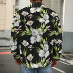 Watercolor Alstroemeria Pattern Print Men's Shirt Jacket