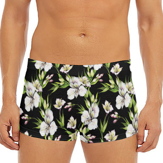 Watercolor Alstroemeria Pattern Print Men's Short Boxer Briefs