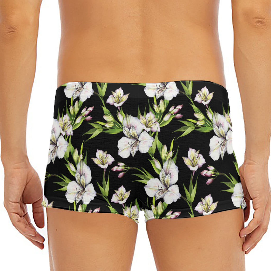Watercolor Alstroemeria Pattern Print Men's Short Boxer Briefs